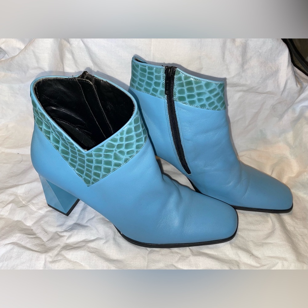 Blue Leather Boots